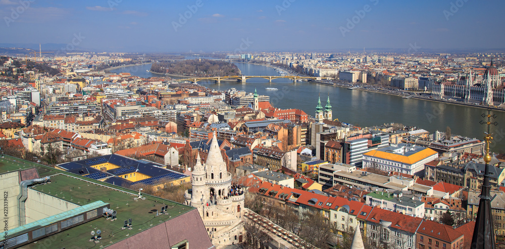 A panoramic view to Budapest, on June 8, 2013 in Budapest, Hungary. Budapest by quantity of the population takes the ninth place in the European union
