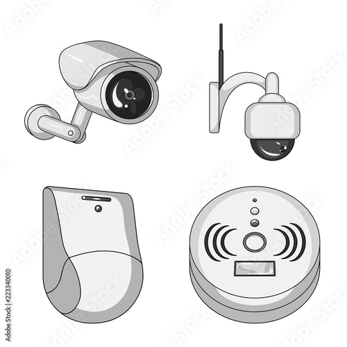 Isolated object of cctv and camera logo. Collection of cctv and system stock symbol for web.