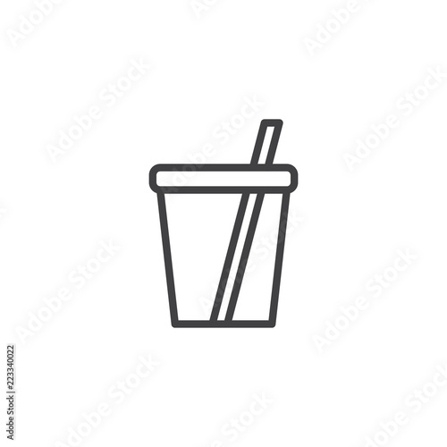 Soda cup with straw outline icon. linear style sign for mobile concept and web design. Lemonade, fresh drink simple line vector icon. Symbol, logo illustration. Pixel perfect vector graphics
