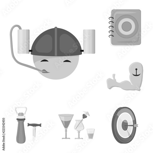 Pub, interior and equipment monochrome icons in set collection for design. Alcohol and food vector symbol stock web illustration.