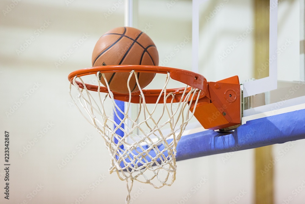 Basketball Ball in Hoop
