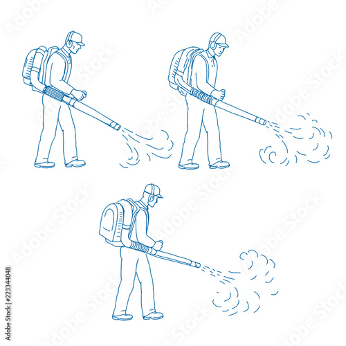 Gardener Leaf Blower Drawing