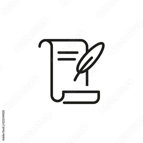 Letter to Santa line icon. Manuscript, message, parchment. Holiday concept. Vector illustration can be used for topics like tradition, writing, document