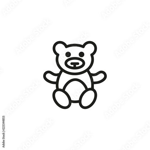 Teddy bear line icon. Toy, stuffed animal, game. Playroom concept. Vector illustration can be used for topics like childhood, kindergarden, playtime