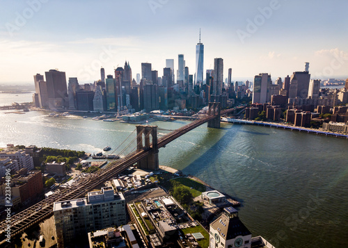 Manhattan bridge New York city aerial view photo