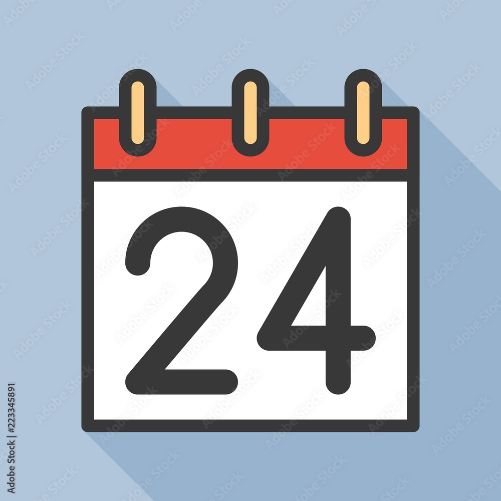 number and calendar icon, outline icon with long shadow number and calendar icon, outline icon with long shadow