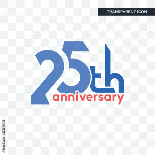 25th anniversary vector icon isolated on transparent background, 25th anniversary logo design