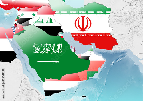 map of the strait of hormuz and middle east states