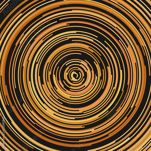 Abstract orange vector psychedelic background from half rings