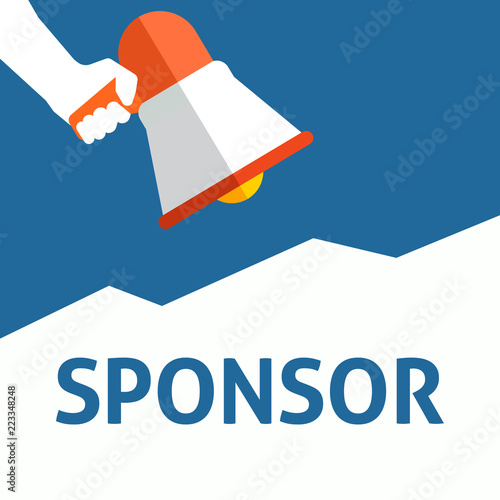 Hand Holding Megaphone With SPONSOR Announcement