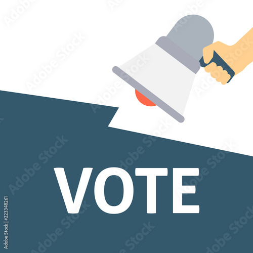 Hand Holding Megaphone With VOTE Announcement
