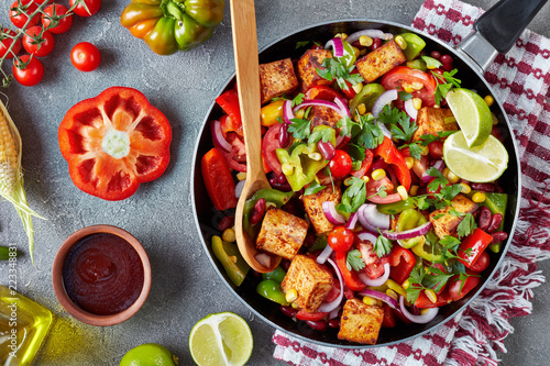 Texas Caviar mixture with ingredients, close up