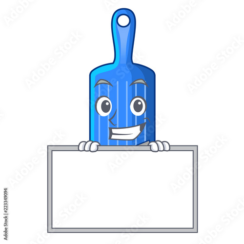 Grinning with board cut food on mandolin slicer cartoon