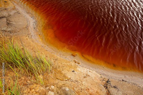 nature disaster, lake with polluted water photo