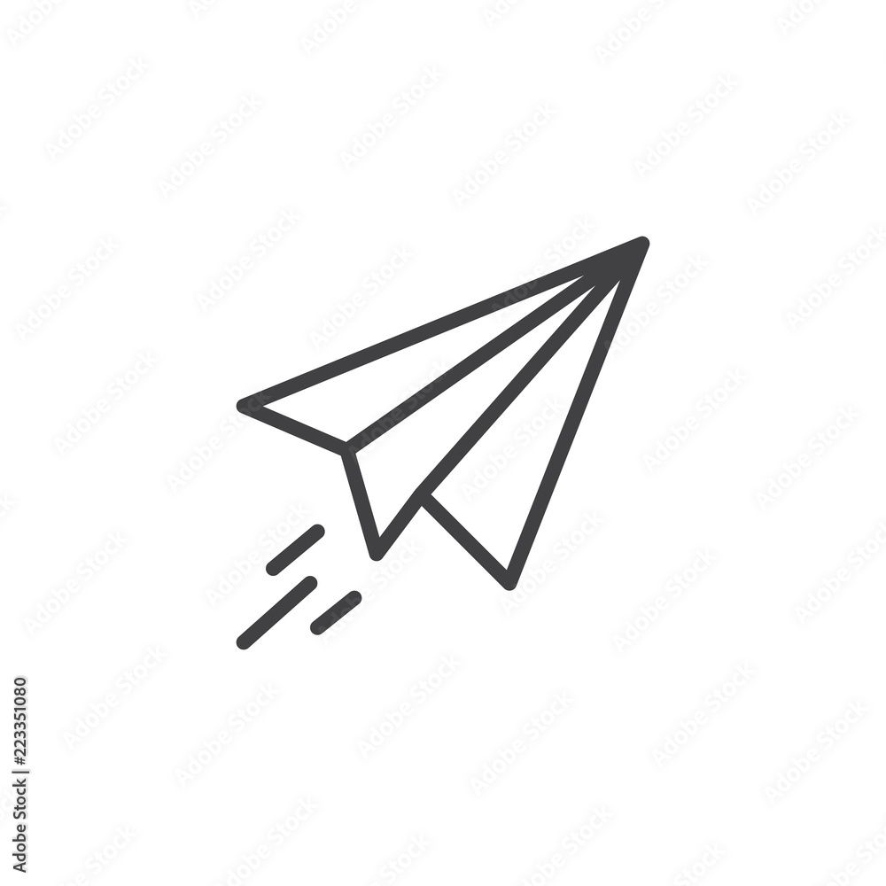 Paper plane outline icon. linear style sign for mobile concept and web design. Origami plane simple line vector icon. Send message symbol, logo illustration. Vector graphics Paper plane outline icon. linear style sign for mobile concept and web design. Origami plane simple line vector icon. Send message symbol, logo illustration. Vector graphics