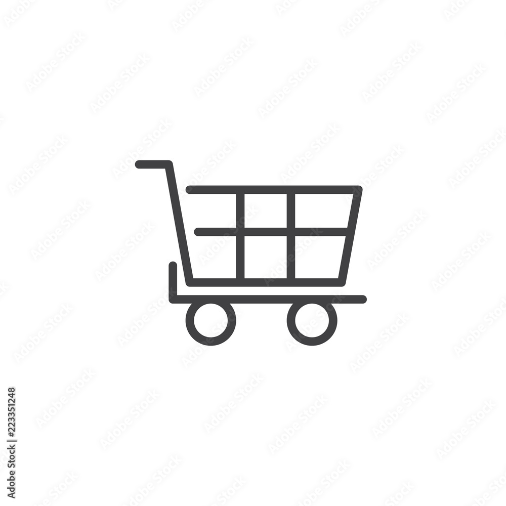 Shopping cart outline icon. linear style sign for mobile concept and web design. trolley simple line vector icon. Symbol, logo illustration. Pixel perfect vector graphics Shopping cart outline icon. linear style sign for mobile concept and web design. trolley simple line vector icon. Symbol, logo illustration. Pixel perfect vector graphics