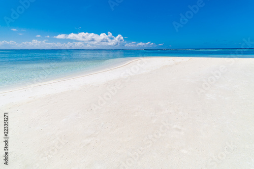 Fototapeta Naklejka Na Ścianę i Meble -  Empty tropical beach scene. Sea sand sky. Tranquil, inspirational beach background
