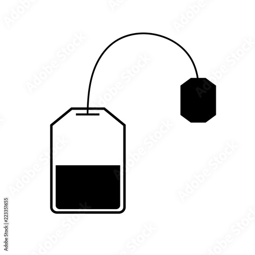 Tea bag icon, silhouette, logo on white background