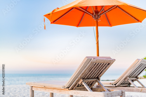 Tranquil scenery  relaxing beach  tropical landscape design. Summer vacation travel holiday design