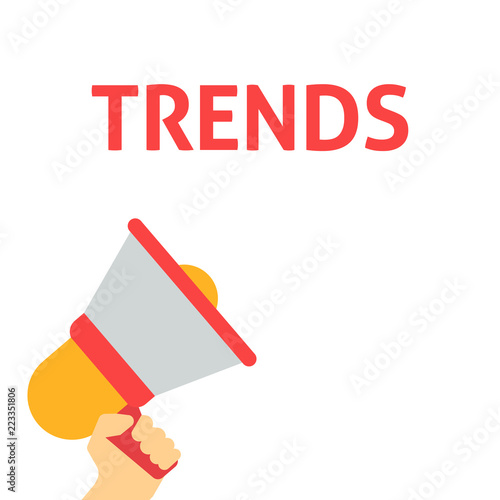 Hand Holding Megaphone With TRENDS Announcement