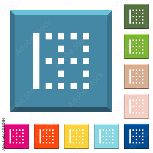 Left border white icons on edged square buttons