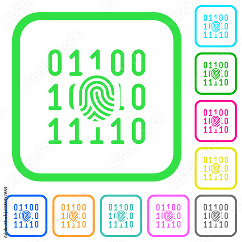 Digital fingerprint vivid colored flat icons