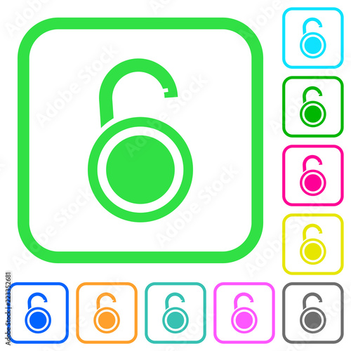 Unlocked round padlock vivid colored flat icons