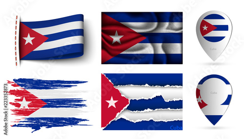 cuba flags collection isolated on white