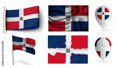 set of Dominican Republic flags collection isolated Free Download set of Dominican Republic flags collection isolated - GFXLoad