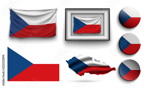 set of Czech Republic flags collection isolated
