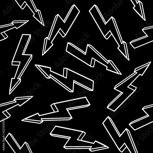 High voltage sign. Seamless black and white pattern.