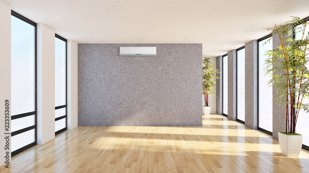 Fototapeta premium modern bright interiors apartment Living room with air conditioning illustration 3D rendering computer generated image