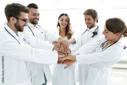 group of medical interns shows their unity