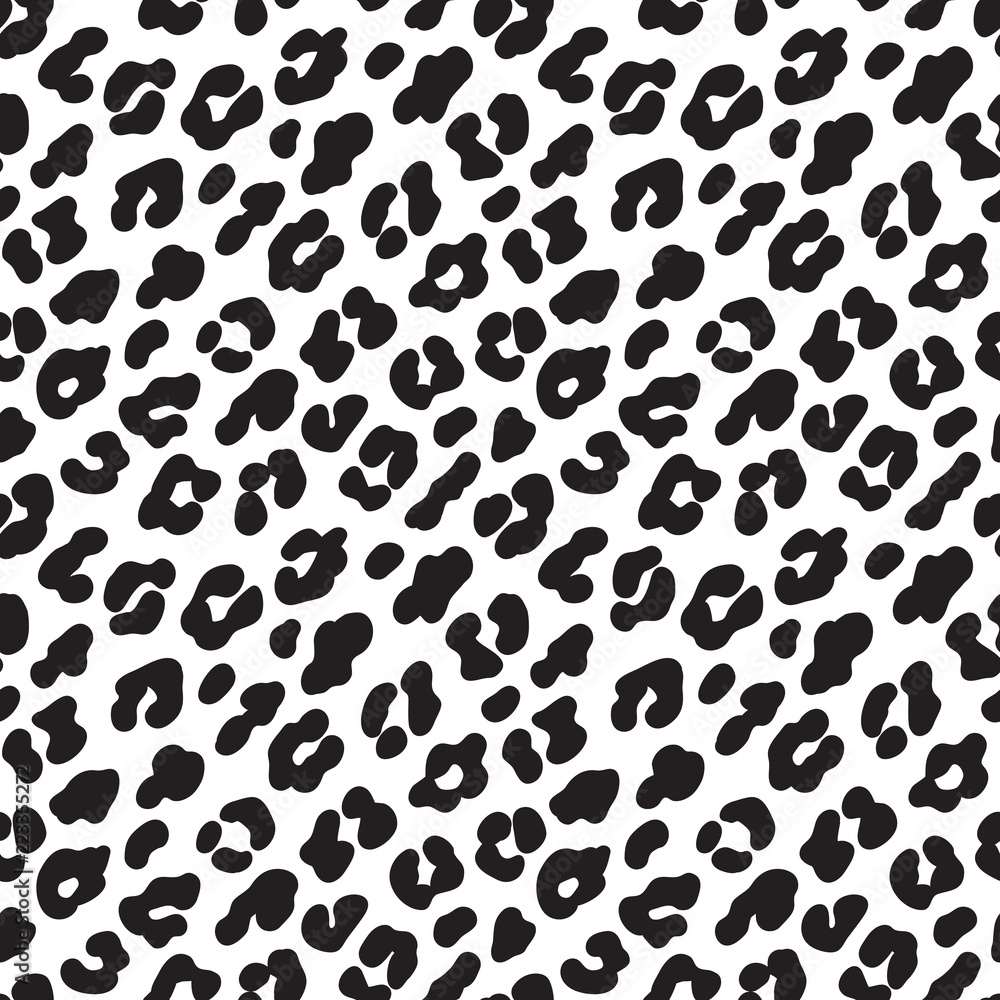 Naklejka premium Leopard print. Black and white seamless pattern. Vector illustration background