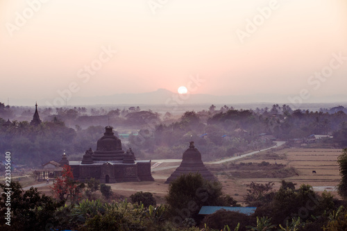 Buddha temple in the sunset dawn