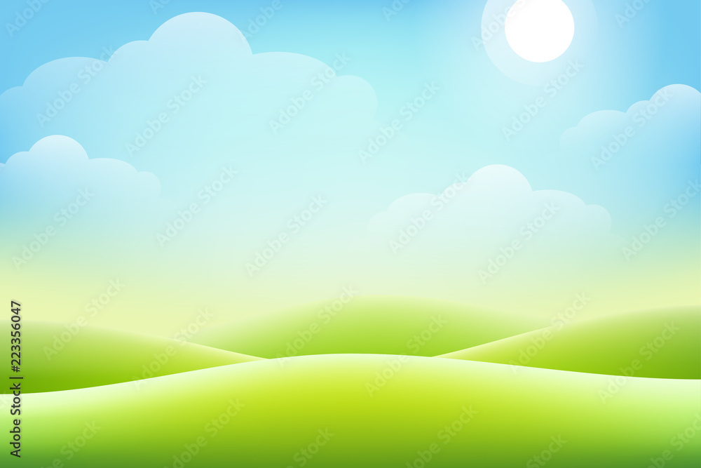 Clean background with green hills
