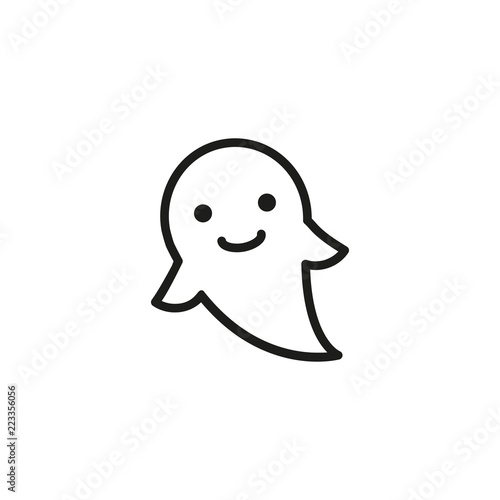 Smiling ghost line icon. Positive, content, cute, flying. Halloween concept. Vector illustration can be used for topics like mystery, phantom, costume