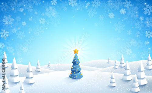 Winter landscape with fir trees