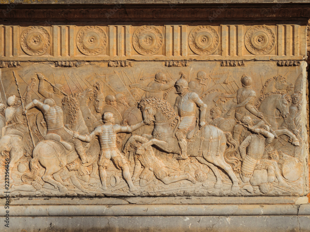 Roman bas-relief on the wall Stock Photo | Adobe Stock