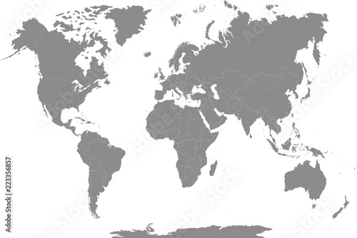 The Earth, World Map on white background. Antarctica. Vector illustration