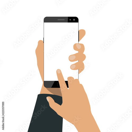 Hand holds a smartphone