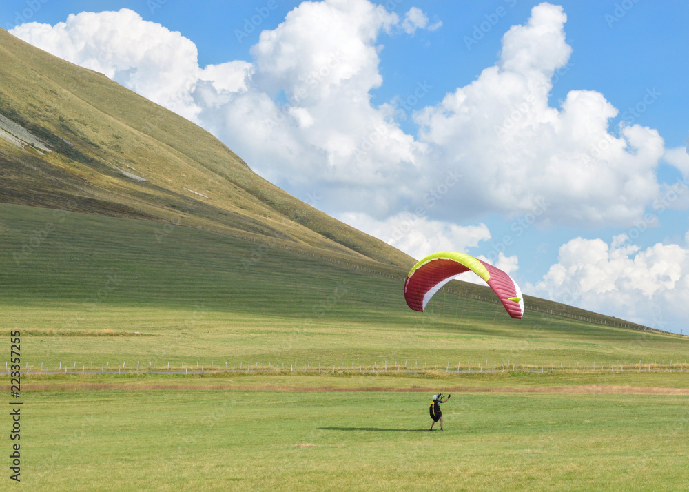 Paragliding in the middle of volcanoes mountains Paragliding in the middle of volcanoes mountains