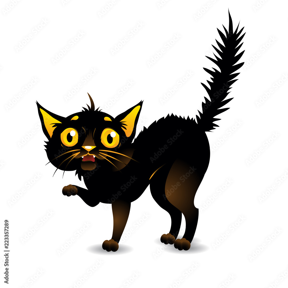 Black cat is afraid. Vector illustration on isolated background Black cat is afraid. Vector illustration on isolated background