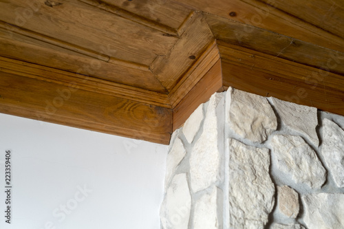 wood ceiling in a country house