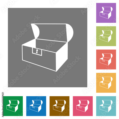 Empty open coffer square flat icons