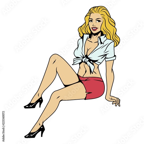 Vintage beautiful smiling pin up girl