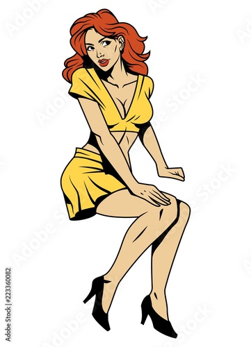 Vintage attractive pin up girl