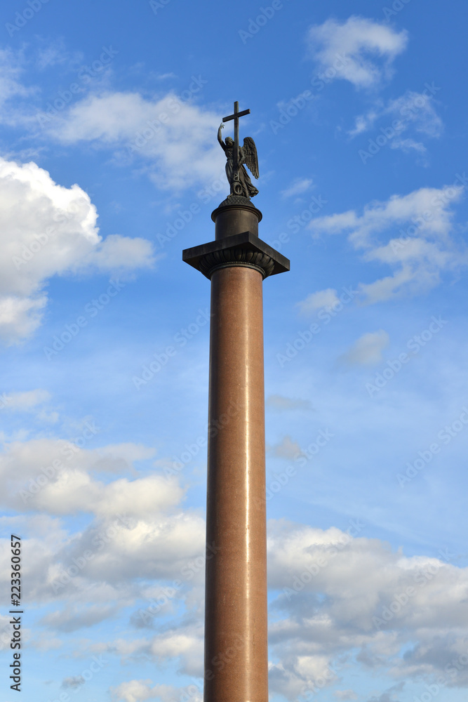 Alexander Column also known as Alexandrian Column  (1834), focal point of Palace Square in Saint Petersburg, Russia. Monument was raised after Russian victory in war with Napoleon's France