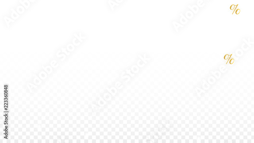 Luxury Vector Gold Percentage Sign Confetti on Transparent. Percent Sale Background. Business, Economics Print. Discount Illustration. Promotion Poster. Black Friday Banner. Special offer Template.