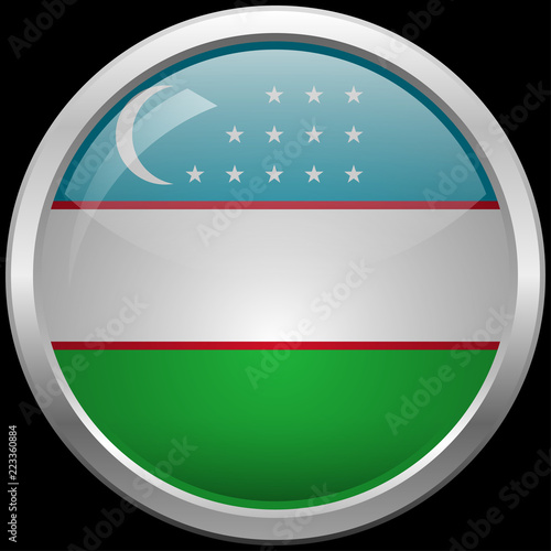 Free Download Uzbekistan flag glass button vector illustration - GFXLoad